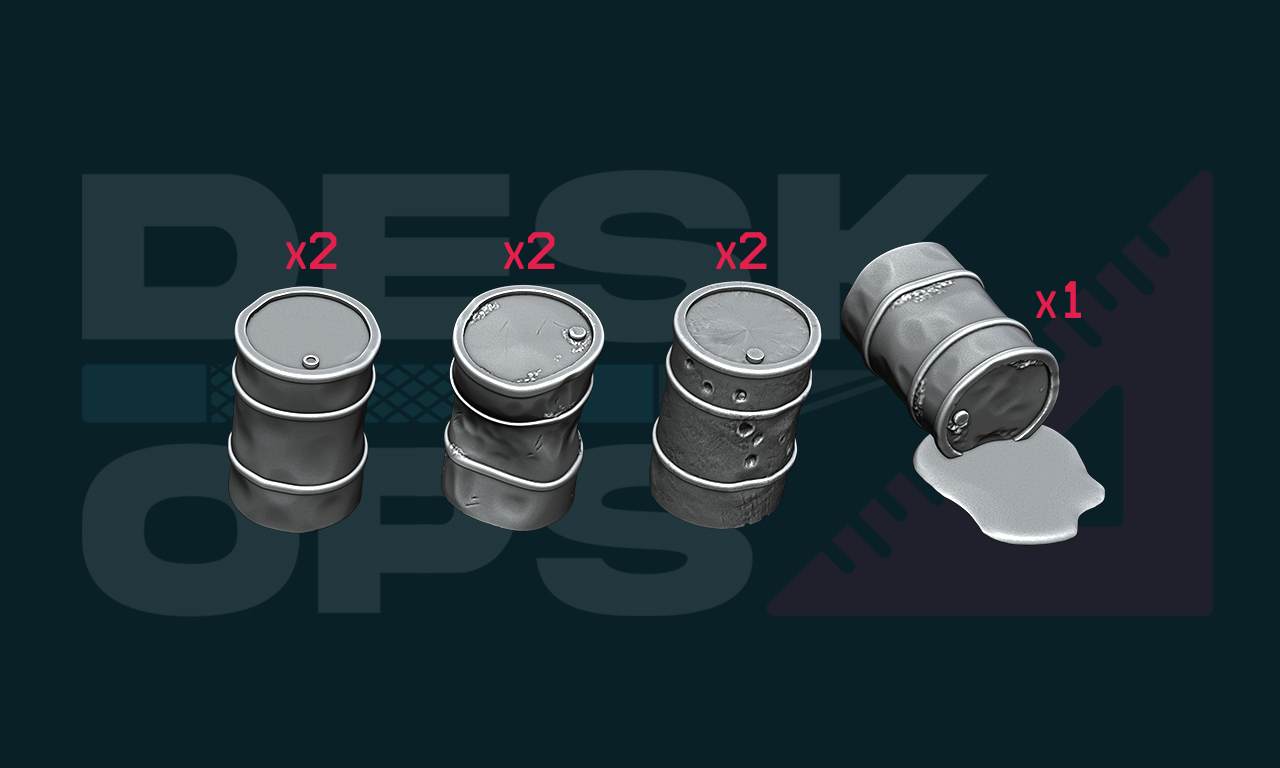 Damaged Metal Barrels Set